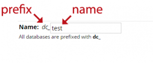 Database prefix illustration in MySQL Manager