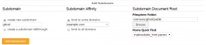 Connecting Ghost to a subdomain within the control panel.